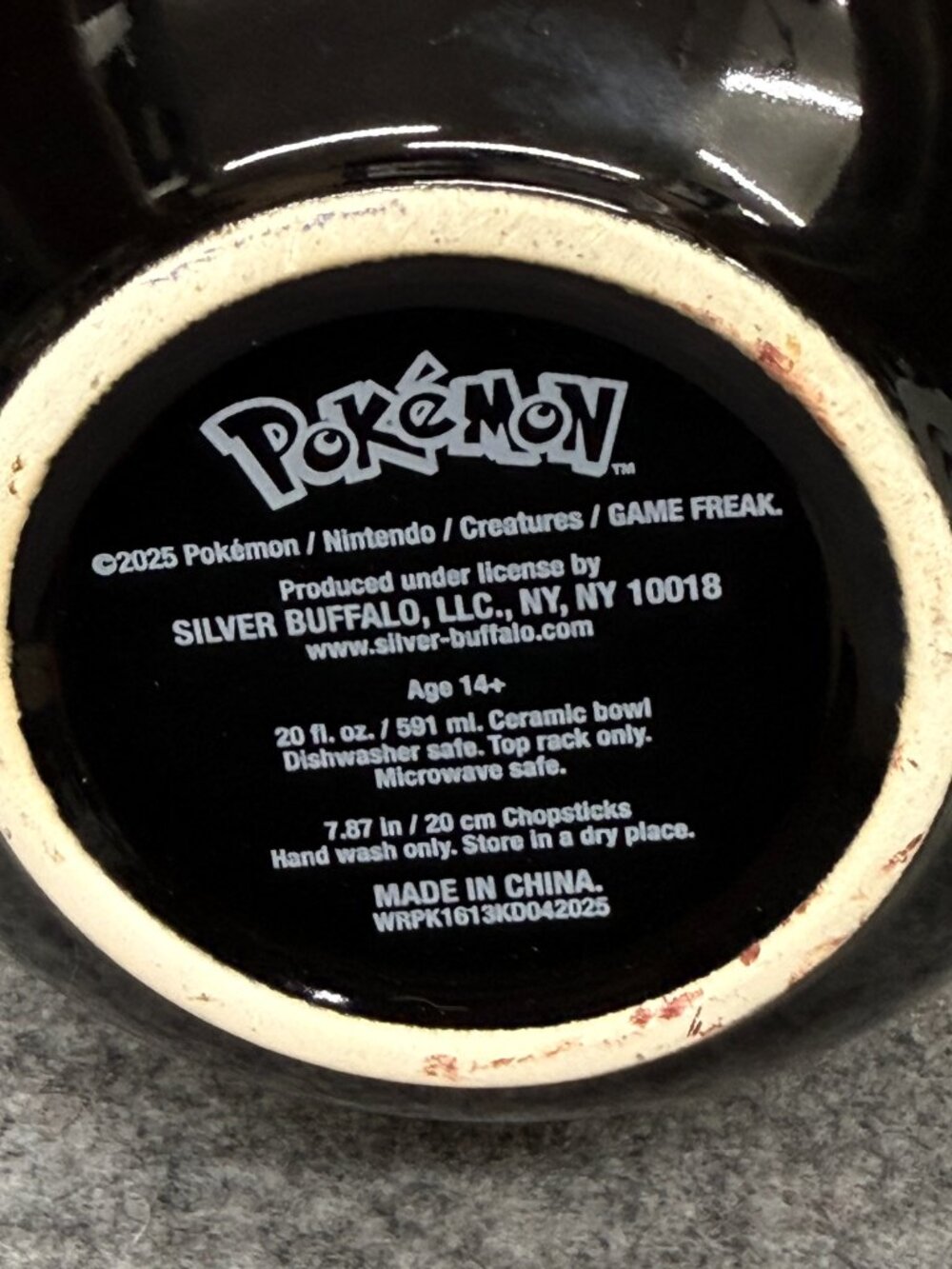 Pokemon Pikachu Black Ceramic Ramen Noodle Bowl 20 oz Silver Buffalo - Picture 5 of 9